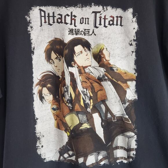 Attack on Titan Group Swords With Logo Anime Black T Shirt Large - Picture 5 of 5